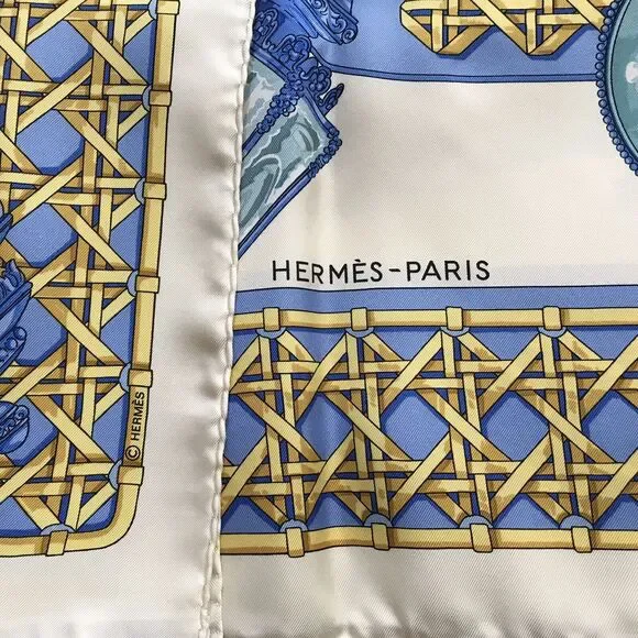 HERMES Scarf Carriage Lights Feux De Route Silk 35” by Caty Latham New with Box - Picture 10 of 10